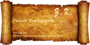 Zwick Kunigunda névjegykártya